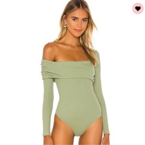 Lovers and friends Florence body suit in dark green.